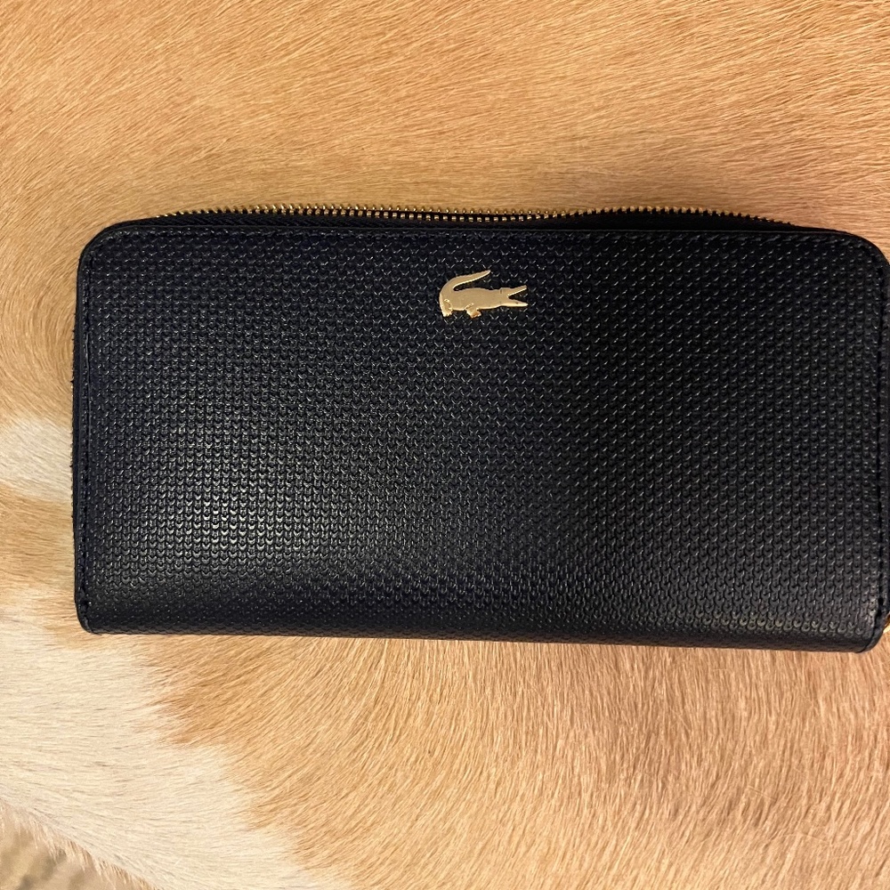 Navy & Red Leather Lacoste continental wallet